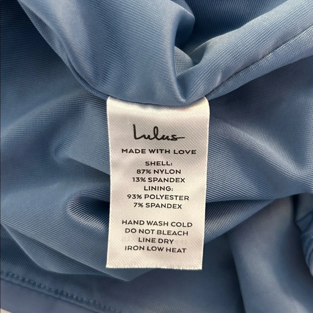 Lulus Mesmerizing‎ Reputation Slate Blue Twist-Front Bodycon Midi Dress Size XL